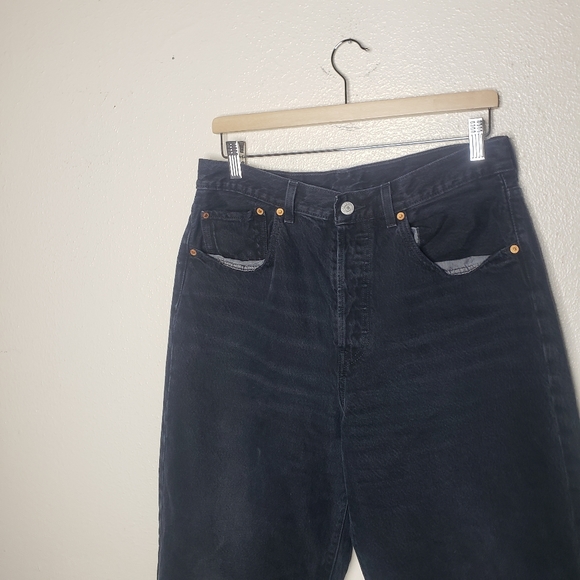 Levi's High Water Wide Leg Crop Black Jeans - Picture 3 of 9